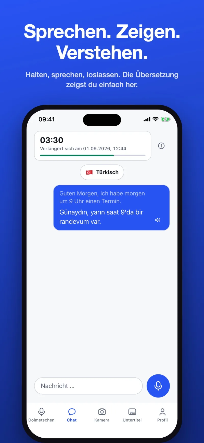Doli mit deutscher Nachricht und türkischer Übersetzung