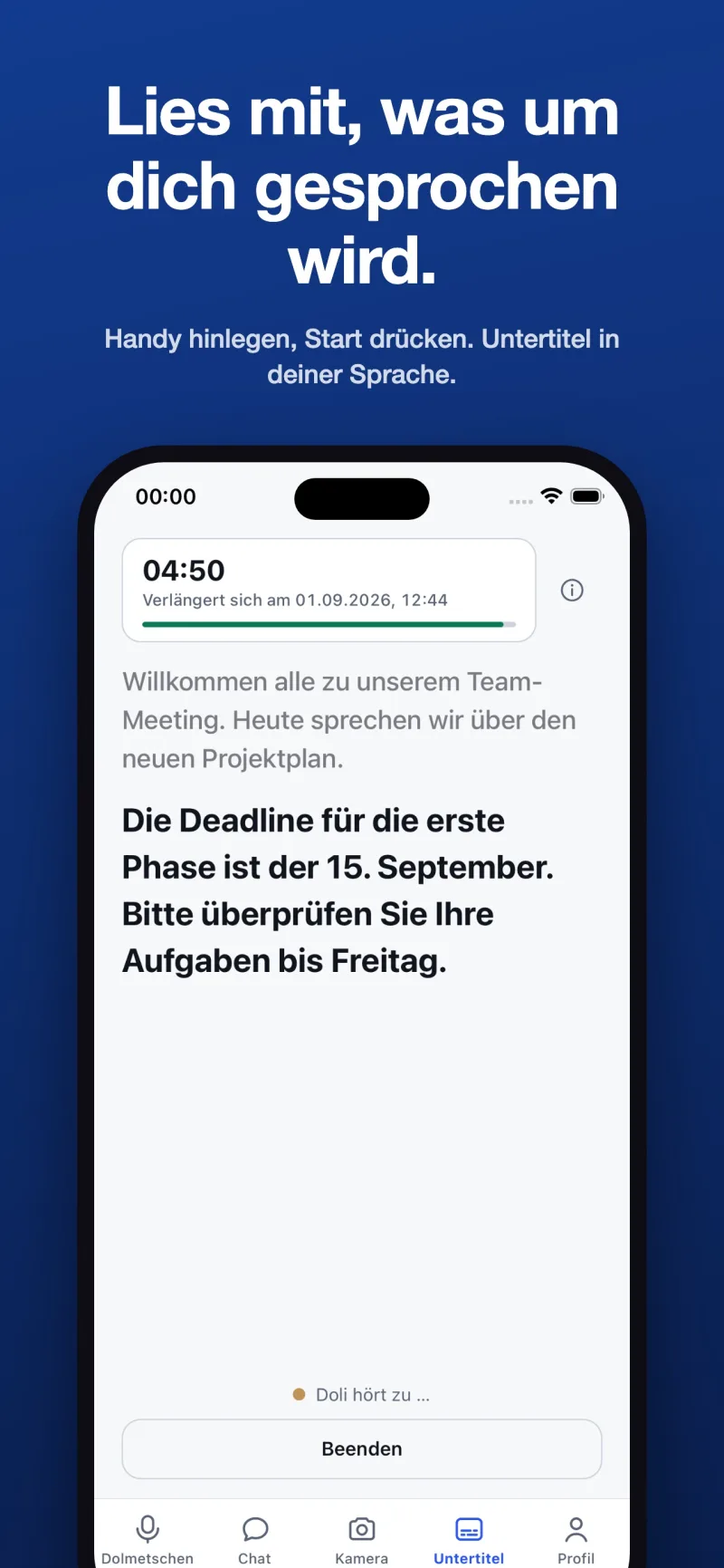 Die Untertitel-Funktion in der Doli-App